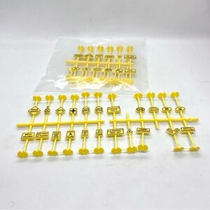 Vintage HO By Bachmann Train Railroad & Street Warning Signs, Yellow, New